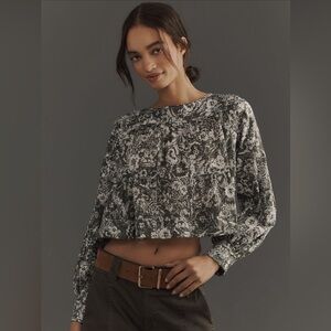 NWT! By Anthropologie Relaxed Long-Sleeve Swing Blouse - Size Large 🎾